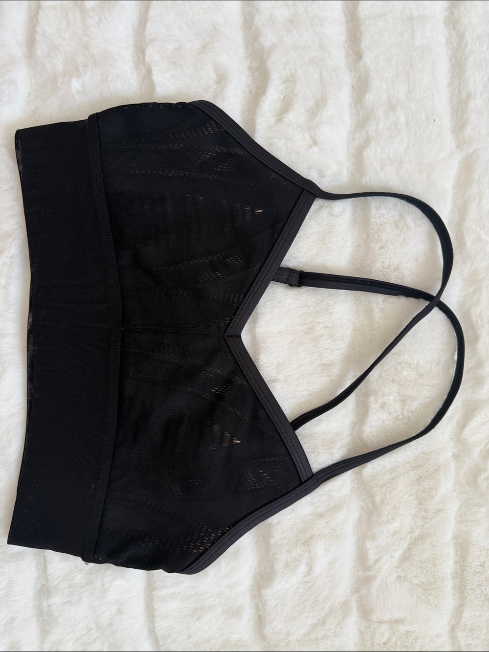 ALO Yoga Black Mesh Strappy Sports Bralette